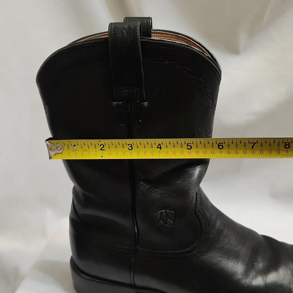 Ariat Heritage Roper Black Full Grain Leather Western Boots (M Size 8D)